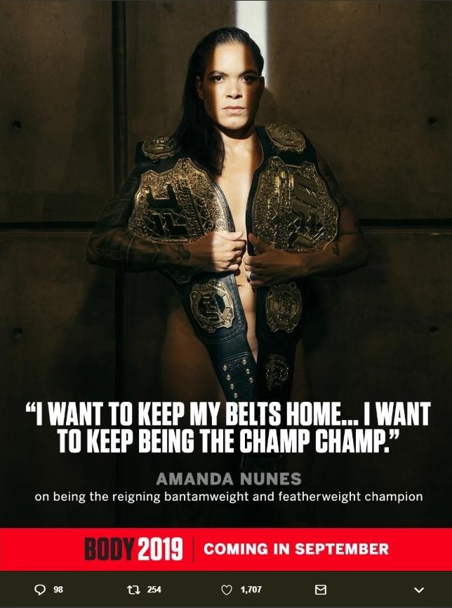 【UFC】トップアスリートたちの肉体美の競演に女子バンタム級王者アマンダ・ヌネスが登場