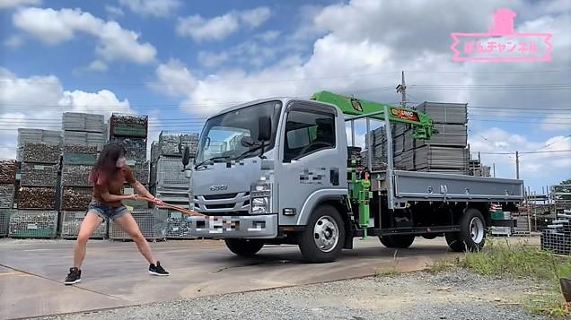 【REBELS】ぱんちゃん璃奈の伝説のトレーニング再び、今度は4.5トンのトラック引きに挑戦