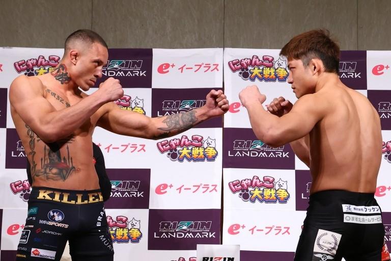 【RIZIN】全選手が計量パス！ 堀江「曝け出す」×グスタボ「世界に強さを」、摩嶋「レベルの高い攻防を」×今成「いいものを見せられるよう」、矢地「お祭りのような試合を」×白川「ムキムキマッチョめを沈める」＝2月24日（土）佐賀