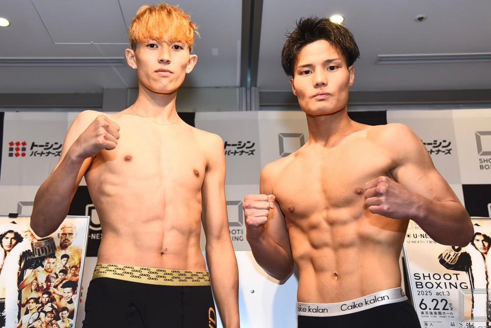 【シュートボクシング】山田虎矢太「一番盛り上がるアツい試合をする」、魁斗「フェザー級では僕の方が強いよ」＝S-cup選考試合