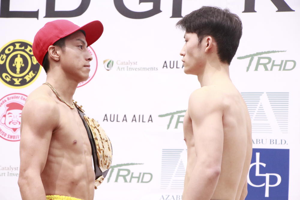 【K-1】バンタム級王座初防衛戦の石井一成「1Rから倒しに行く」とKO予告、挑戦者ジンホイ「中国に必ずベルトを持ち帰る」