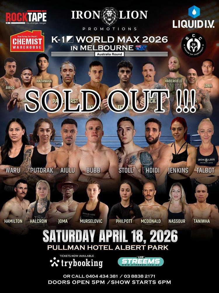 【K-1】オーストラリア・メルボルンで開催の『K-1 WORLD MAX 2026 in Melborne』の大会チケットが完売に＝世界予選トーナメント