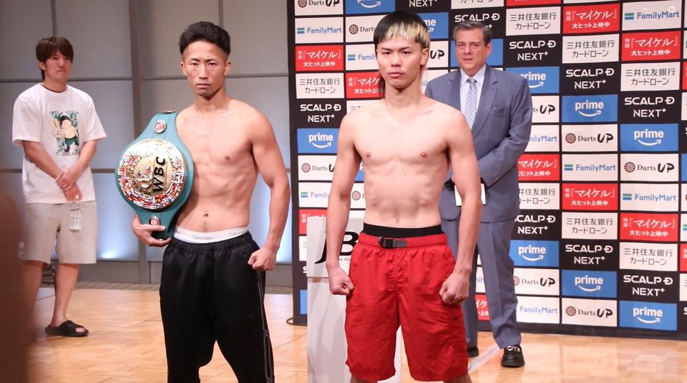 【ボクシング】那須川天心はリミットジャストで計量パス、王者・井上拓真は100アンダー、フェイスオフ。天心父は「絶対に勝つ」