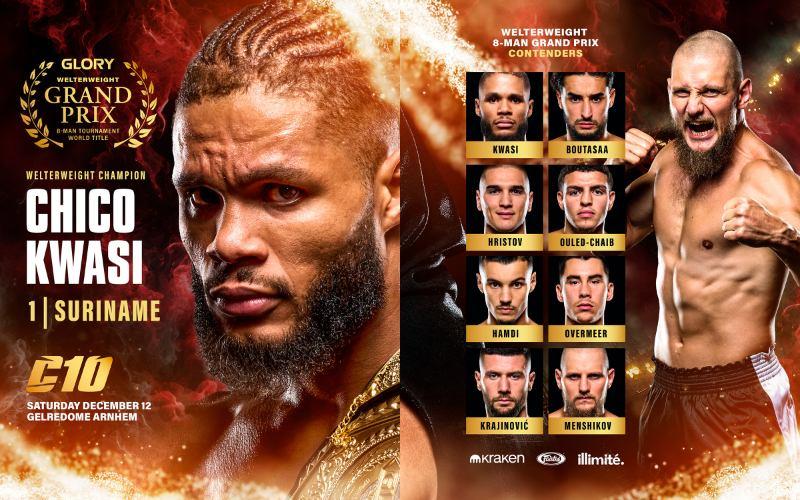【GLORY】ウェルター級グランプリ出場8選手が決定、現同級世界王者チコ・クワジ参戦、負ければその時点で王座はく奪