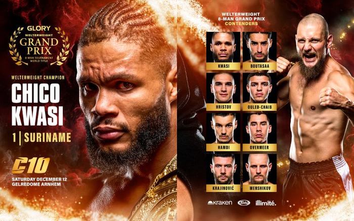 【GLORY】ウェルター級グランプリ出場8選手が決定、現同級世界王者チコ・クワジ参戦、負ければその時点で王座はく奪