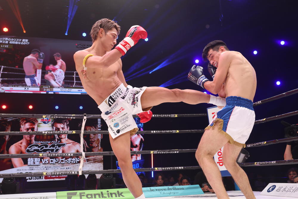 【GOAT】龍聖が圧巻の初回KO勝ちで地上波生中継を締めくくる、南原健太が右フック豪快KO勝ちで新王座に、笠原友希がハイキックでダウン奪い世界王者に、松田龍聖は一輝に完勝、第1試合は有井渚海がアグレッシブファイトで勝つ、唯一の女子マッチは登島優音の勝利＝速報中