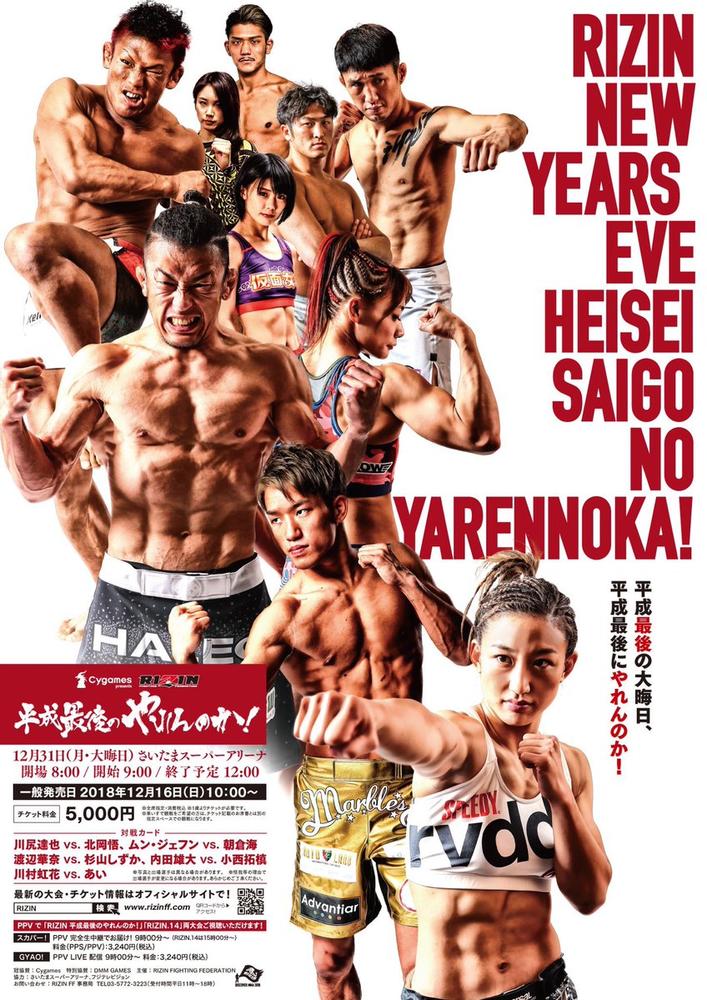 Cygames presents RIZIN 平成最後のやれんのか！ - ゴング格闘技