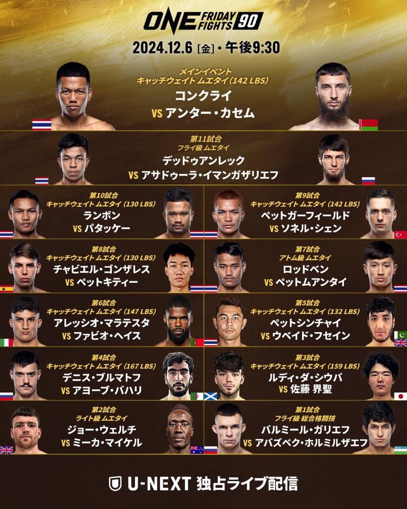 ONE FRIDAY FIGHTS 90: 佐藤界聖 出場 - ゴング格闘技